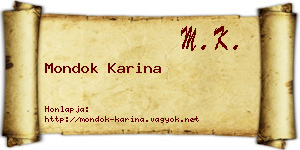 Mondok Karina névjegykártya